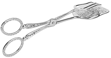 YDuupxe Pince à Nourriture Vintage en Alliage de Zinc avec Motif en Relief, Pince à Pain à Salade élégante en Argent doré pour Servir des Gâteaux, Pâtisseries, Asperges, Vaisselle de Cuisine de 23