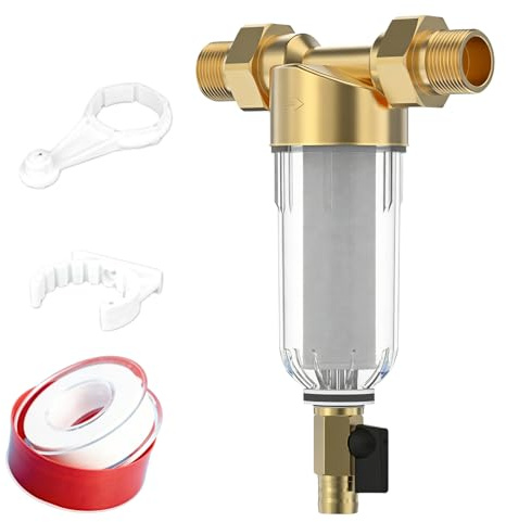 Vattenfilter, 2,5 cm återanvändbart spolbart fint filter, vattenfilter, återanvändbart, backtvättfilter, förfilter, sedimentfilter, kranersättningsfilter för brunnsvattenslang