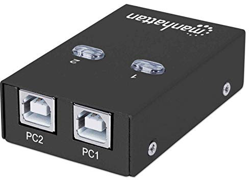 Manhattan 2-Port USB 2.0-Umschalter (Zum Teilen eines USB-Geraetes Umschalten per Tastaturkuerzel oder per Tastendruck am Geraet) 162005