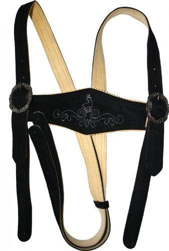 German Wear Hosenträger Trachten Lederhosen Klassische Hosenträger Trachtenmode H-Träger (Schwarz)