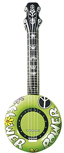 WIDMANN MILANO PARTY FASHION - Banjo gonfiabile, 100 cm, chitarra, musicista, cantante, flower power, accessorio hippy