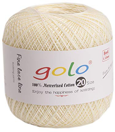 golo Crochet Thread Size 20 for Hand Knitting Crochet Yarn for Hand Knitting (Pearl White) 8-804