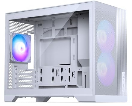 Phanteks XT M3, case da gaming Micro-ATX compatto, mesh ad alte prestazioni per il flusso d'aria, finestra in vetro temperato, 3 ventole D-RGB da 120 mm, bianco