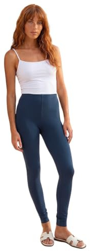 Roman Stretch Leggings for Women UK Ladies Yoga Pants Gym Fitness Trousers Cotton High Waisted Pull On Elasticated Waist Smart Casual Tummy Control Thick Shapewear - Navy - Size 20