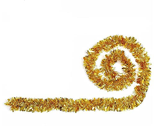 Acan Tradineur - Guirnalda navideña Dorada, 180 cm, diámetro 12 cm, espumillón Brillante, oropel Colgante, decoración Navidad, árbol, chimeneas, escaleras, Fiesta de cumpleaños, Bodas