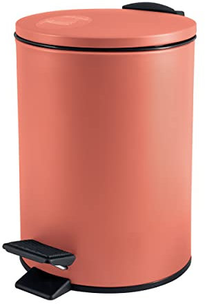 Spirella Kosmetikeimer 3 Liter Edelstahl mit Absenkautomatik und Inneneimer Adelar Badezimmer Mülleimer Softclose Abfalleimer Terracotta Rot