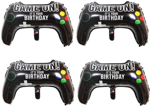 Luftballons Videospiel, 4 Stück Groß Videospiel Party Ballons, Folienballon Game Controller, Gamer Ballon für Junge Mädchen Geburtstag Spielthema Party Dekoration