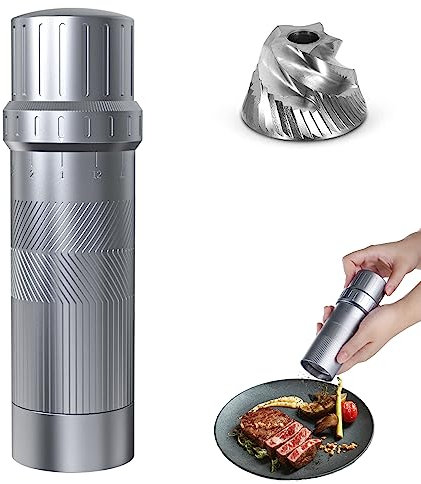 Luvan Macinapepe Professionale di Alta Qualità, Macinapepe Manuale con Regolazione Esterna della Grossolanità, Macinapepe Grosso Riempibile, Macinapepe per Spezie con Burr in Acciaio Inossidabile