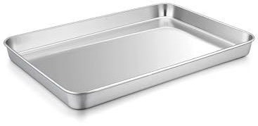 Homikit Backblech, Rechteckig Edelstahl Kuchenblech Ofenblech, Spiegelpoliert Backofenblech für Backen Braten, Spülmaschinenfest, 26,5x20,5x2,5cm