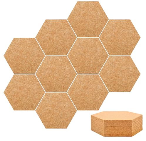 10 Stück Pinnwand Kork, Sechseckige Korkplatte, Selbstklebende Korkwand, Korkwand DIY, Korkpinnwand, Korkplatten für Memoboard Wird, Bilder, Foto, Notizen, Zimmer Deko