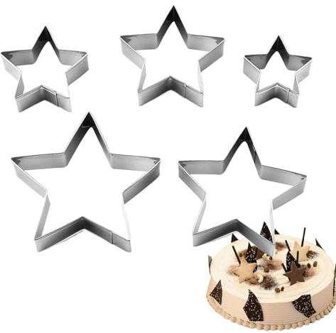Tagliabiscotti a stella piccola, taglierina a stella - Forme per tagliare frutta e verdura - Set di formine per biscotti - 5 formine per biscotti a stella per bambini, formine per biscotti, formine pe
