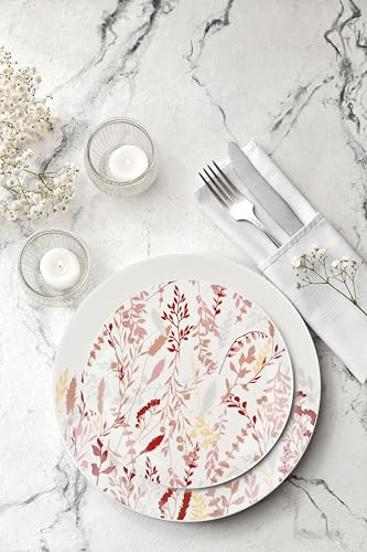 Delys 545957 Service de Table en Porcelaine de 18 pièces pour 6 Personnes - Assiettes Plates, Assiettes Creuses, Assiettes à Dessert - Décor Champêtre NEOBOUDOIR