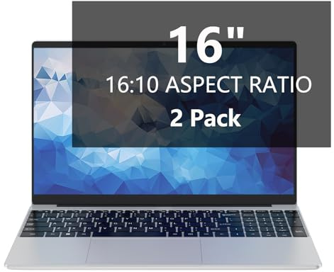Koelaa Filtro de Privacidad 16 Pulgadas 16:10, Privacy de Film Extraíble, Anti-Espía, Anti-Arañazos, Anti UV, para Laptop de 16 Pulgadas, Relación de Aspecto 16:10 (Paquete de 2)