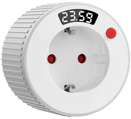 Countdown Timer Steckdose mit LED-Display, SURAIELEC Mechanischer Abschalt-Timer 1 Min–24H, 16A 3680W Energiespar-Steckdose für Weihnachtsbeleuchtung, Heizgeräte & Haushaltsgeräte