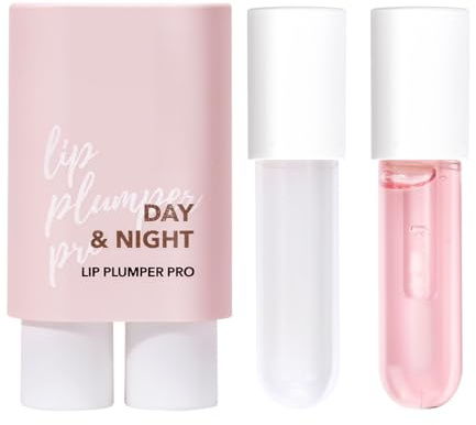 2PCS Lip Plumper Set, Day and Night Use, Lip Moisturizing, Lip Care,No Chapped, Lip Enhancer for Fuller, Hydrating, Lip Gloss