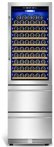 Tylza Wine and Beverage Refrigerator, 24'' Dual Zone Wine Fridge with Dual Drawers, Holds 160 Cans and 120 Bottles, Reversible Door, Built-In or Freestanding, Beverage Fridge for Home or Commercial