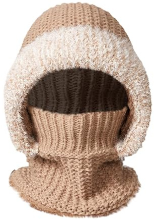Hatt med rörliga öron mössa polyester stickad mössa vintermössa pojke, kaki, one size