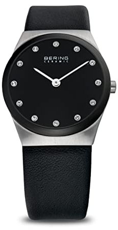 BERING Damen Uhr Quarz Movement - Ceramic Collection mit Kalbsleder und Saphirglas 32230-448 Armbandsuhren