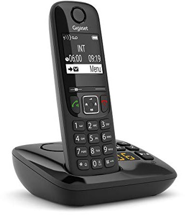 Gigaset AS690A - téléphone DECT sans fil avec répondeur - grand écran à haut contraste - excellente qualité audio - profils sonores réglables - fonction mains libres - protection des appels, noir