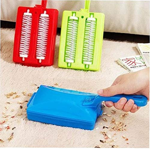 Hotaden 1pc Haushalt Doppelbürste Hand Teppich Tischbürste Kunststoff Sweeper Crumb Schmutzreiniger Rollenwerkzeug Zufällige Farbe