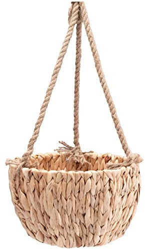 Decorasian - Pot de fleurs à suspendre - Tressé en jacinthe d'eau - Avec corde en jute - Suspensions pour fleurs - 22 cm