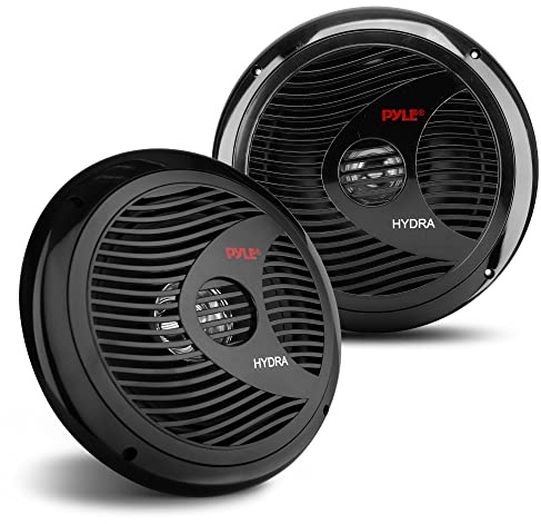 Pyle 8” Marine Vehicle Speakers - Dual 180W 4 Ohm Waterproof Car Component Speaker System, PP Cone w/Rubber Surround, 20 Oz Magnet 1.5 Voice Coil, For Custom Audio Boat Truck Mobile Off-Road (Black)