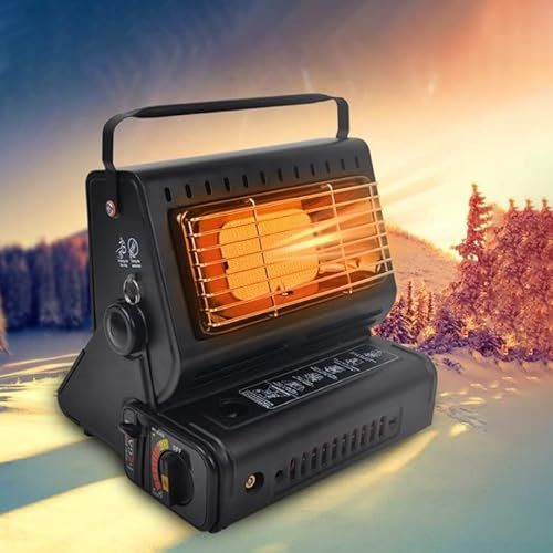 QCLUEU Calentador de gas portátil para interiores, calentador de depósito de gas de calefacción de 1300 W, calentador de patio portátil de cerámica, para acampar, interior y exterior, mini tienda de c