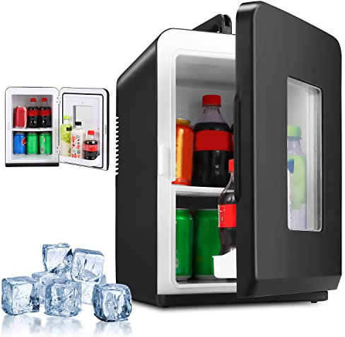 Vigevee 2in1 Mini Kühlschrank Kühlbox, 15 Liter Fridge mit Kühl- und Heizfunktion, AC DC 220-240V/12V Steckdose und Zigarettenanzünder, Tragbare Gefrierbox für Autos, Büros Camping