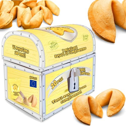 D&D FUN COOKIES - Biscotti della fortuna 20 pezzi | Biscotto con auguri di compleanno | Biscotti cinesi della fortuna | Perfetto per la famiglia | Confezionato singolarmente | Fortune Cookies