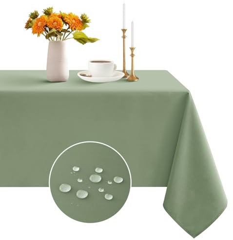 Romanstile Tischdecke grün Outdoor 140x180 abwaschbar,wasserabweisend,schmutzabweisend Tischtuch Table Cloth Tischwäsche für Frühling,Ostern,Geburtstag,Party,Hochzeit,Garten