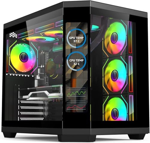 ionz Gaming PC - Desktop Computer, Ryzen 5 5600, NVIDIA RTX 5060,16GB RAM 1TB SSD, 240mm AIO Liquid Cooling, Windows 11, 650W 80+ PSU, WiFi, (APEX VISION, Black)