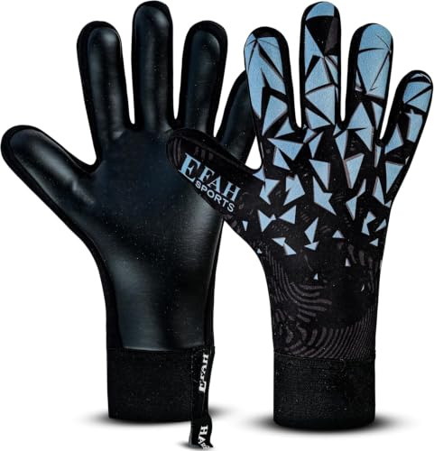 EFAH SPORTS Gants de Gardien de But Enfants, garçons, Jeunes, avec Paumes de Protection et Forte adhérence pour entraînement Professionnel (Grey, Size 6 Suitable for 13 to 15 Years Old, Ambidextre)