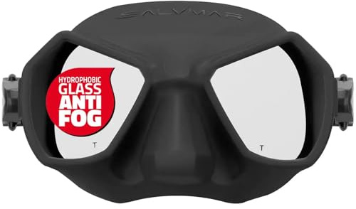 SALVIMAR Hathor Anti-Fog Mask | Durable Adjustable Low-Volume Freediving Spearfishing Mask with Water-Repellent Glass Lenses, Wide Field of View & Hypoallergenic Silicone Skirt