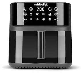 Nutribullet Crisplite Vision NBA0811DG, Friggitrice ad Aria, Capacità 8L, Controllo Digitale Temp 80-200°, No PFAS, 8 Impost Automatiche, Touch, Cestello Lavabile in Lavastoviglie, 2000W, Nero Opaco