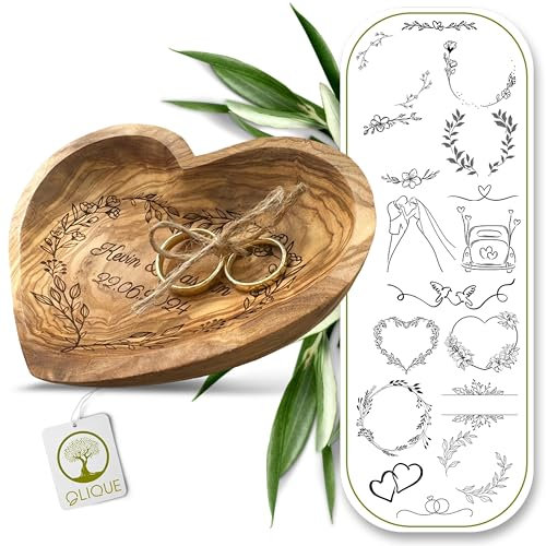 Cuscino per anelli matrimonio in legno d'ulivo, personalizzato – Ciotola in legno fatto a mano a forma di cuore