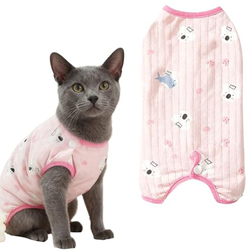 Body Chat Post Operatoire Femelle, Body pour Chat Après Stérilisation, Combinaison de récupération pour chat, Leotard pour chat postopératoire, Taille XS pour 1,5-2,5kg (Rose)