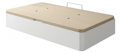 SHIITO | Modelo Dakotta – Canapé 90x190 cm con Apertura Lateral | Tapa 3D Transpirable | Gran Capacidad – Color Blanco – 90x190x35 cm