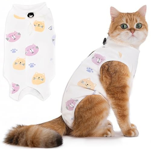 Body Post Operatorio Gatto Femmina,Tutina Gatto Post Operatoria,Gilet per Gatti dopo l'intervento Chirurgico,Tuta Gatto Post Intervento,per Gatto Dopo Chirurgia Gattino Sterilizzazione(Stile B, M)