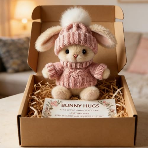 Générique Mini Lapin Câlin Mignon Cadeau De Pâques, Mini Lapins dans Une Boîte, Lapin Peluche avec Soutien Émotionnel, Convient pour Pâque (Rose)