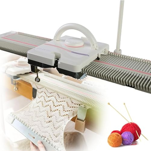 LJCSSD LK150 Machine à Tricoter, Machines à Tricoter Domestiques en Plastique pour Adultes Machine électrique avec Accessoires LK150 6,5 Mm Calibre Moyen 150 Points