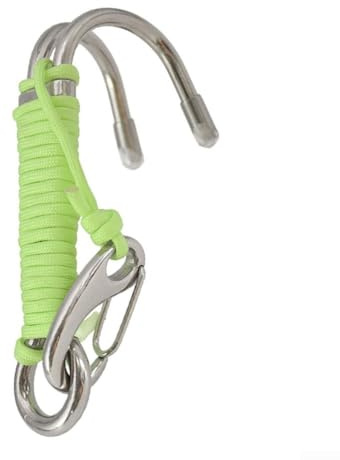 Gancho de buceo de doble cabeza, clip de seguridad de acero inoxidable 316 con clips de línea, equipo de buceo resistente al agua salada para buceo a la deriva y esnórquel en fuerte (verde claro)