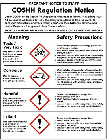 Vogue COSHH Vinyl Regulations Self-adhesive Sign L903