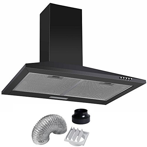Cookology CH700BK 70cm Chimney Cooker Hood in Black & Duct