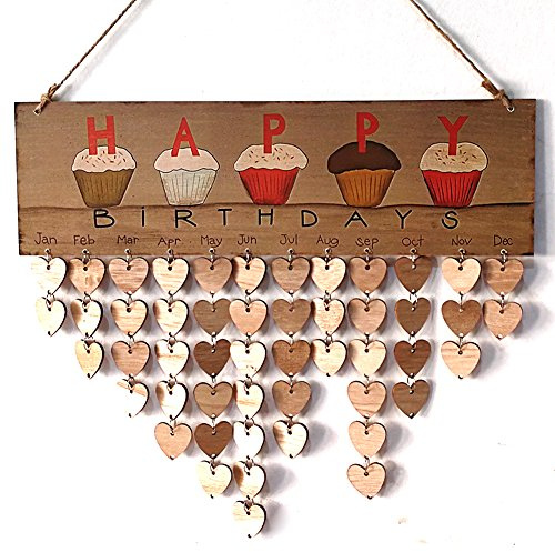 cheerfulus Calendrier en bois à faire soi-même, plaque d'anniversaire pour famille, amis, calendrier à suspendre, cadeau pour décoration de la maison