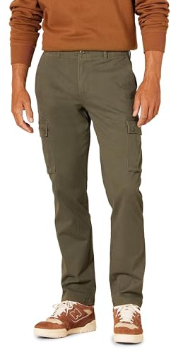 Amazon Essentials Men's Slim Fit Stretch Work Cargo Trousers (Available in Big & Tall), Olive, 36W / 32L