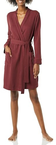 Amazon Essentials Vestaglia Leggera a Nido d'Ape di Media Lunghezza (Disponibile in Taglie Forti) Donna, Bordeaux Intenso, XS