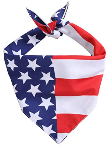 POPETPOP 1pc Independence Day Triangle Scarf Patriotic Bandanas for Dogs Usa Apparel American Flag Dog Bandanas Handkerchiefs Triangle Scarf Independence Day Bibs Boy Collar Polyester