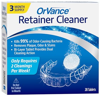 OrVance Retainer Cleaner Tablets (3 Month Supply) | Only 2 Cleanings Per Week Required | Removes Odors, Stains, Plaque for Invisalign, Mouth/Night Guards, and Removable Orthodontic Appliances