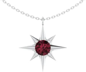 GEMINSPIRE Garnet Necklace – Birthstone Necklace for Women – 925 Sterling Silver North Star Pendant – January Birthstone – Celestial Spiritual Gift – Thoughtful Jewelry – 16+2 Inch Adjustable Chain
