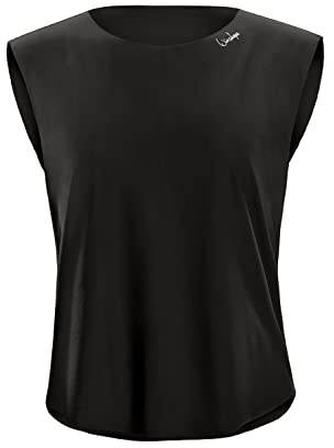 WINSHAPE Top Funzionale Leggero Aet114ls, Stile Ultra Morbido Camicia Yoga, Nero, XS Donna
